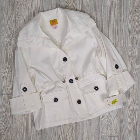 Brand New Ruby Road Women’s Size 8 Cream Peacoat Jacket Stretch Black Buttons - Picture 4 of 7